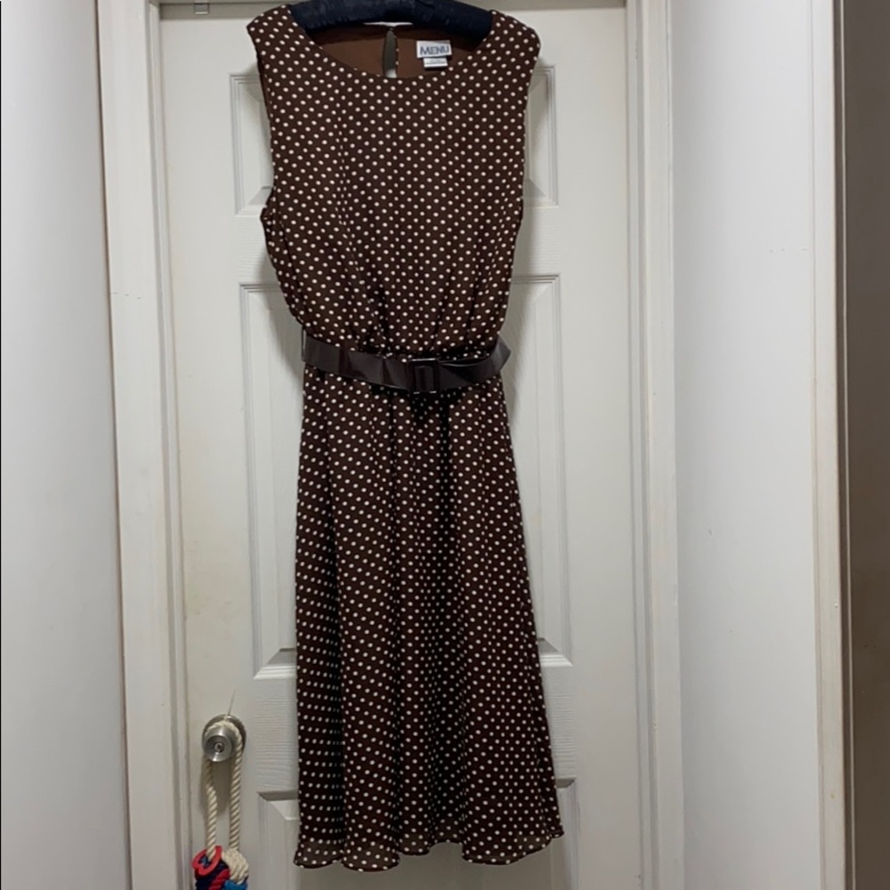Brown and white polka dot dress